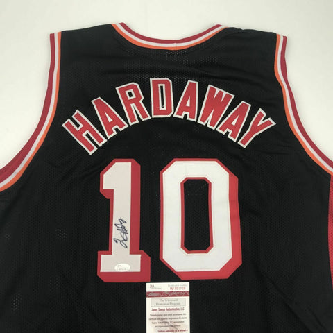 Autographed/Signed TIM HARDAWAY Miami Black Basketball Jersey JSA COA Auto