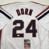 Autographed/Signed CORBIN BERNSEN Roger Dorn Major League Movie Jersey JSA COA