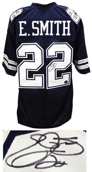 EMMITT SMITH Dallas Cowboys Signed Navy Football Jersey - SCHWARTZ