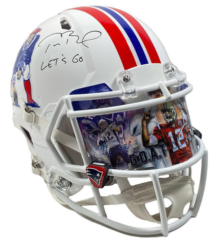 TOM BRADY Autographed "Let's Go" Custom Visor Patriots Helmet FANATICS LE 12