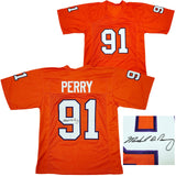 CLEMSON TIGERS MICHAEL DEAN PERRY AUTOGRAPHED ORANGE JERSEY BECKETT QR 205667