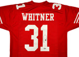 SAN FRANCISCO 49ERS DONTE WHITNER AUTOGRAPHED RED JERSEY BECKETT BAS QR 200898