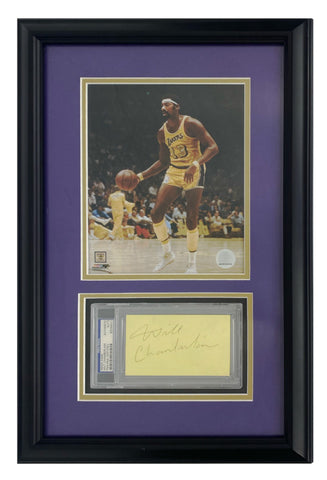 Wilt Chamberlain Lakers Framed Authentic Cut Signature Autograph PSA/DNA