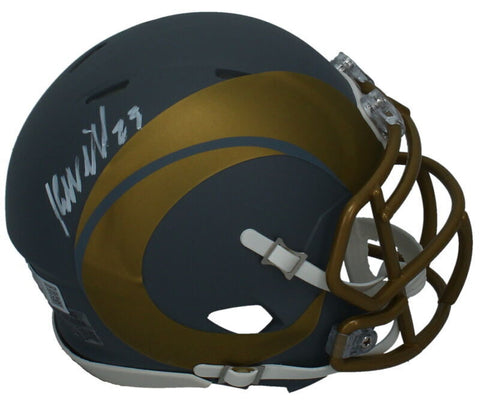 Kyren Williams Autographed (In White) Rams Slate Mini Speed Helmet Beckett