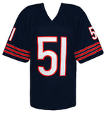 Dick Butkus Signed Navy Embroidered Stat Custom Football Jersey - (Beckett COA)