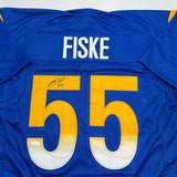 Autographed/Signed Braden Fiske Los Angeles LA Blue Football Jersey JSA COA