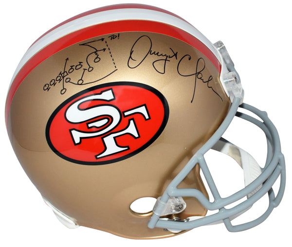 DWIGHT CLARK SIGNED SAN FRANCISCO 49ERS FULL SIZE HELMET W/ CATCH PLAY DRAWN