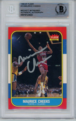 Maurice Cheeks Autographed 1986 Fleer #16 Trading Card Beckett 43945