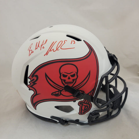 BAKER MAYFIELD & MIKE EVANS SIGNED TB BUCS LUNAR ECLIPSE AUTHENTIC HELMET BAS