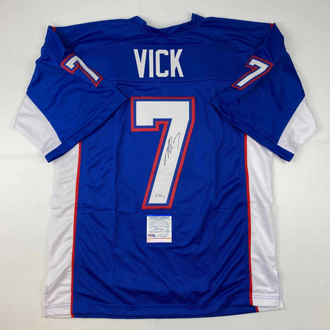 Autographed/Signed Michael Mike Vick Pro Bowl Blue Football Jersey PSA/DNA COA