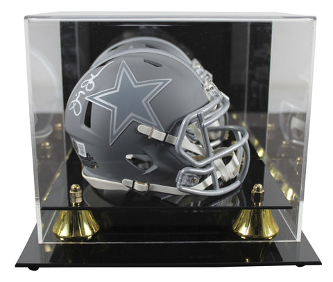 Cowboys Jimmy Johnson Authentic Signed Slate Speed Mini Helmet w/ Case BAS Wit