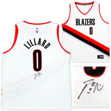 TRAILBLAZERS DAMIAN LILLARD AUTOGRAPHED WHITE FANATICS JERSEY XL BECKETT 214827