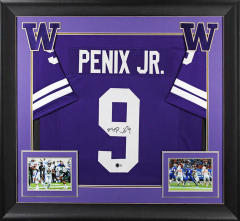 Washington Michael Penix Jr. Signed Purple Pro Style Framed Jersey BAS Witnessed