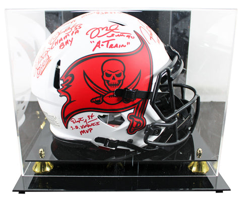 Bucs SB 37 Lynch, Sapp, +5 Signed Lunar F/S Speed Proline Helmet w/ Case BAS Wit