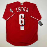 Autographed/Signed Jonathan India Cincinnati Red Baseball Jersey JSA COA