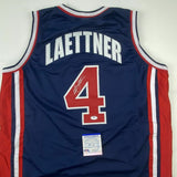 Autographed/Signed CHRISTIAN LAETTNER Team USA Olympics Blue Jersey JSA COA Auto