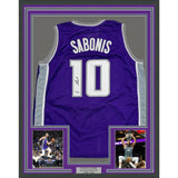 Framed Autographed/Signed Domantas Sabonis 35x39 Purple Jersey Beckett BAS COA