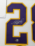 FRAMED MINNESOTA VIKINGS ADRIAN PETERSON AUTOGRAPHED SIGNED JERSEY BAS HOLO