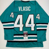 Autographed/Signed Marc-Edouard Vlasic San Jose Teal Hockey Jersey JSA COA