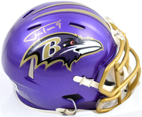 Justin Tucker Signed Baltimore Ravens Flash Speed Mini Helmet- Beckett W Holo