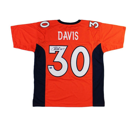 Terrell Davis Signed Denver Broncos Nike Game Throwback Orange Jersey w- 5 Insc