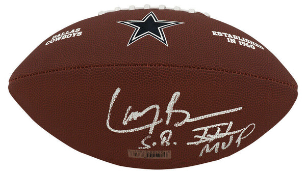 Larry Brown Signed Cowboys Wilson Brown Logo Football w/SB XXX MVP - (SS COA)