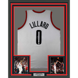 Framed Autographed/Signed Damian Lillard 33x42 Portland White Jersey JSA COA