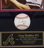 Greg Maddux Signed Atlanta Braves Shadowbox Framed Rawlings White Ball w/ Insc