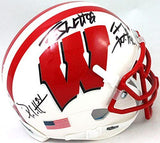 Derek/ TJ/ JJ Watt Signed Wisconsin Badgers White Schutt Mini Helmet- JSA W *Blk