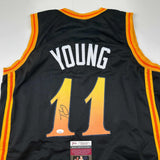 Autographed/Signed Trae Young Atlanta Black City Basketball Jersey JSA COA