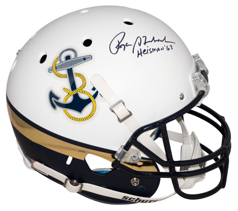 ROGER STAUBACH SIGNED NAVAL NAVY MIDSHIPMEN WHITE FULL SIZE HELMET W/ HEISMAN 63