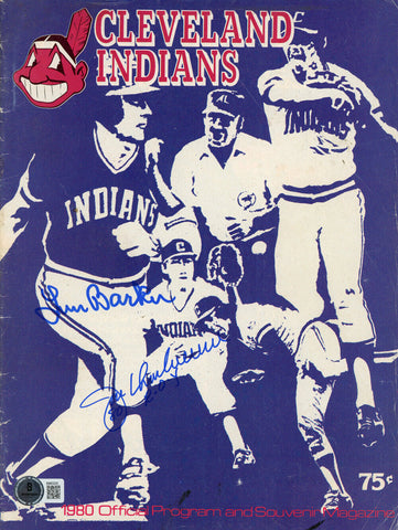 Len Barker & Joe Charboneau Signed Cleveland Indians 1980 Program BAS 46376