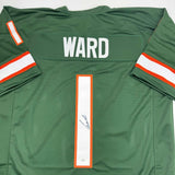 Autographed/Signed Cameron Cam Ward Miami Green College Football Jersey JSA COA