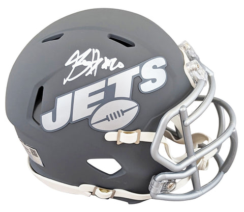 Jets Breece Hall Authentic Signed Alternate Slate Speed Mini Helmet Fanatics