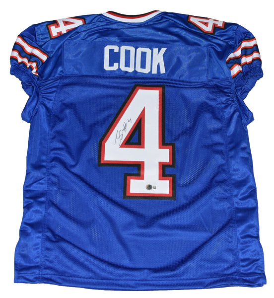 JAMES COOK AUTOGRAPHED BUFFALO BILLS #4 BLUE GAME CUT JERSEY BECKETT