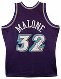 Jazz Karl Malone Signed 1996-97 Purple Mitchell & Ness Swingman Jersey BAS Wit