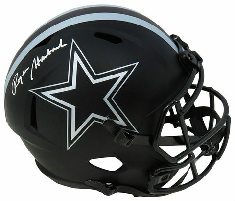 Roger Staubach Signed Cowboys Eclipse Black Riddell F/S Speed Replica Helmet- SS