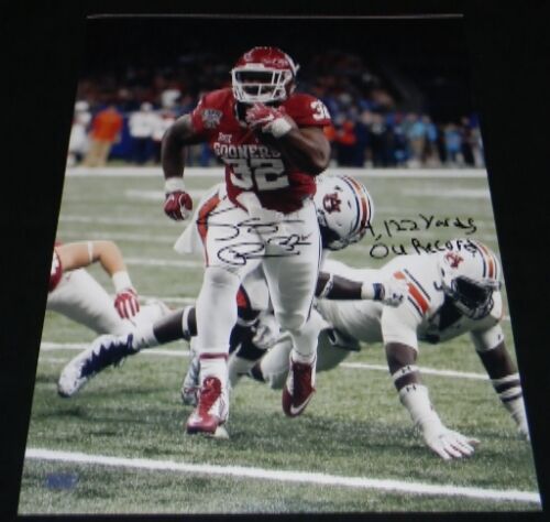 SAMAJE PERINE AUTOGRAPHED SIGNED OKLAHOMA SOONERS 16x20 PHOTO W/ OU RECORD