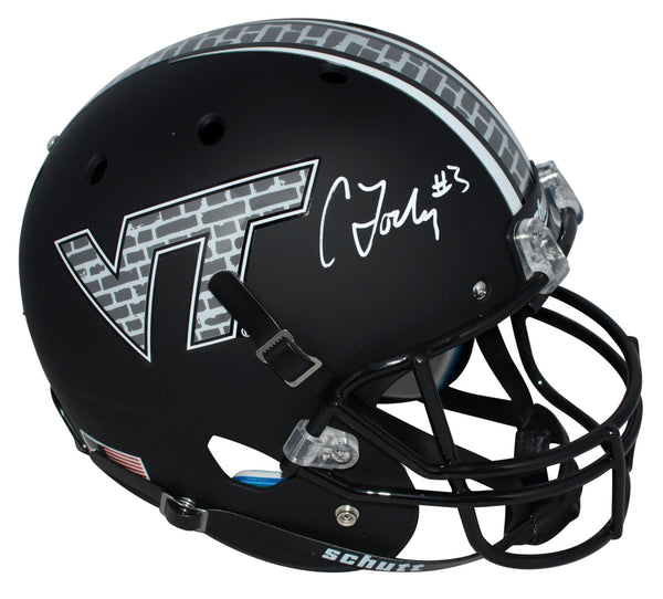 CALEB FARLEY SIGNED VIRGINIA TECH HOKIES BLACK FULL SIZE HELMET BECKETT