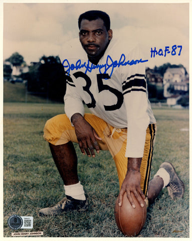 John Henry Johnson Signed Pittsburgh Steelers 8x10 Photo HOF BAS 45572