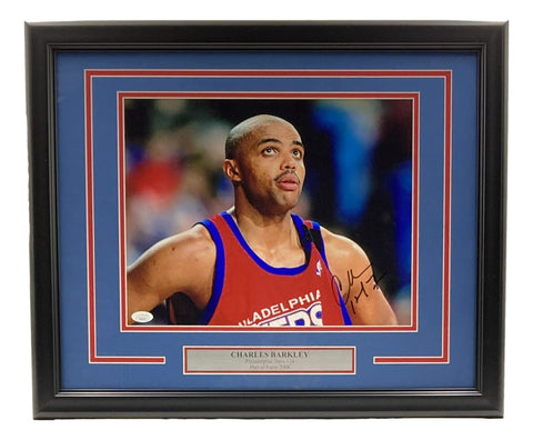 Charles Barkley Signed Framed 11x14 Philadelphia 76ers Photo JSA AG80333