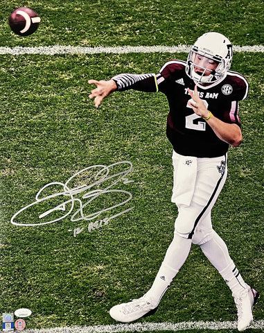 Johnny Manziel Signed Texas A&M Aggies 16x20 Pass Photo 12 Heisman JSA ITP