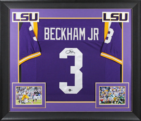 LSU Odell Beckham Jr. Authentic Signed Purple Pro Style Framed Jersey BAS Wit