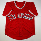 Autographed/Signed Torii Hunter Los Angeles Anaheim Red Jersey Beckett BAS COA