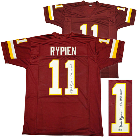 REDSKINS MARK RYPIEN AUTOGRAPHED MAROON JERSEY SB XXVI MVP BECKETT 230012