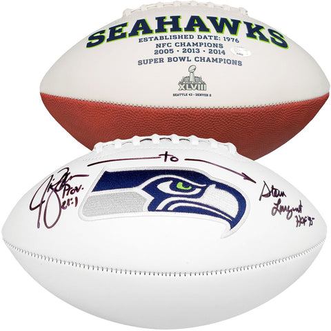 STEVE LARGENT & JIM ZORN AUTOGRAPHED SEAHAWKS WHITE LOGO FOOTBALL MCS 210468