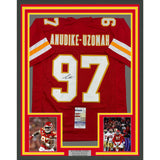 Framed Autographed/Signed Felix Anudike-Uzomah 35x39 Kansas City Jersey JSA COA