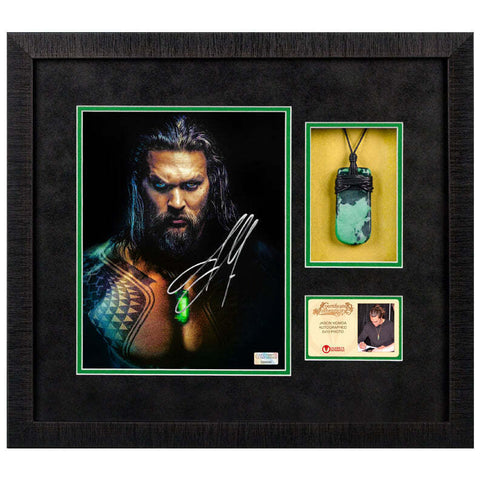 Jason Momoa Autographed 2019 Aquaman 8x10 Photo With Pendant Framed Display