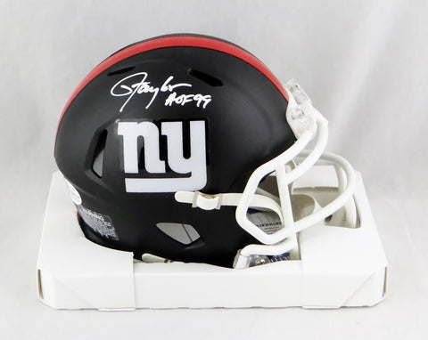 Lawrence Taylor Signed NY Giants Flat Black Mini Helmet w/HOF - Beckett W *White