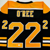 Autographed/Signed Willie O'Ree "HOF 2018" Boston Black Hockey Jersey JSA COA